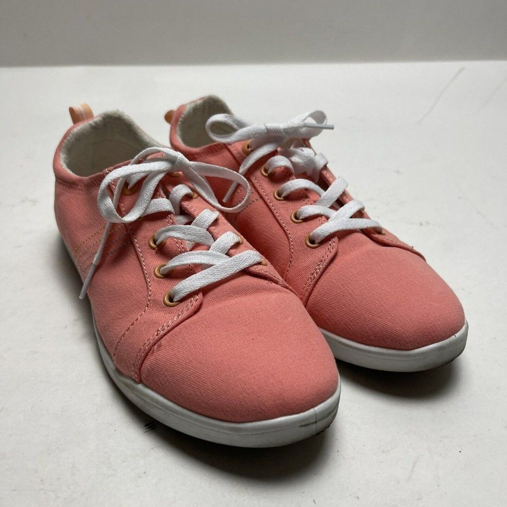 Vionic Beach Peach Coral Canvas Lace Up Shoes Womens Size 10